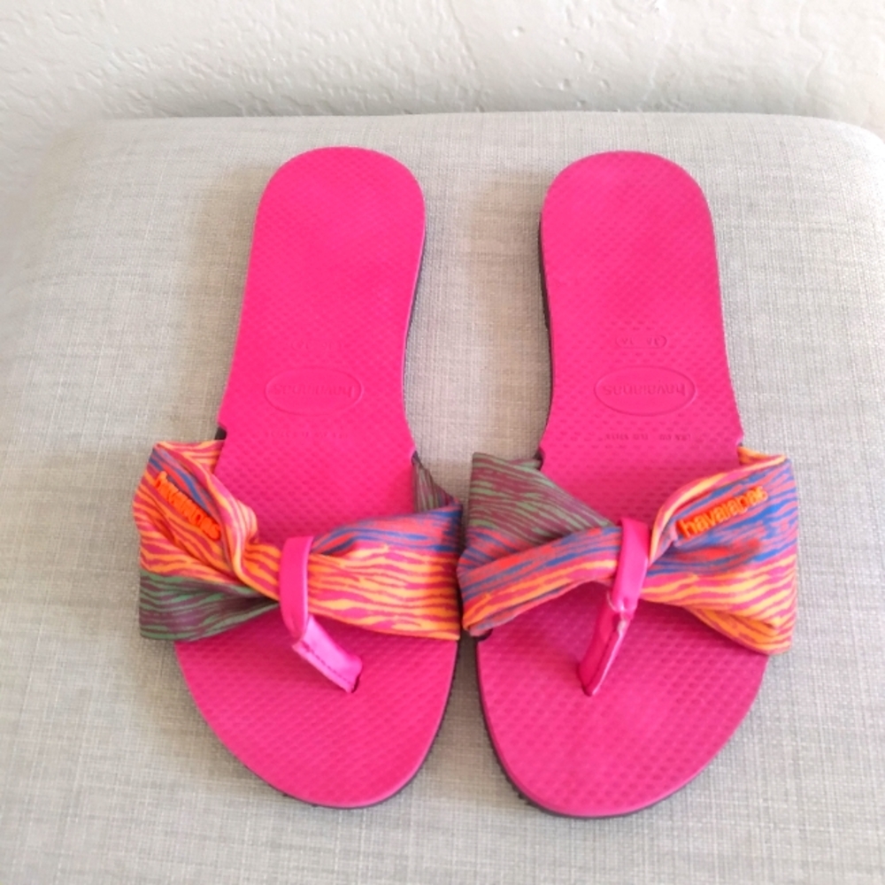Havaianas Pink Bow Slide Sandals